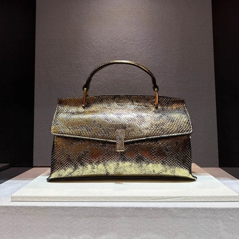 Inaka Snake-Stitch Leather Bag – Marrakchi Bright Finish Edition