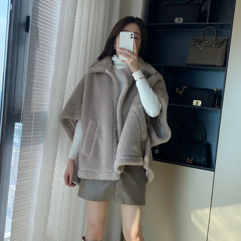 Winter Wool Fur Coat – Luxury Teddy Streetwear Warm Overcoat