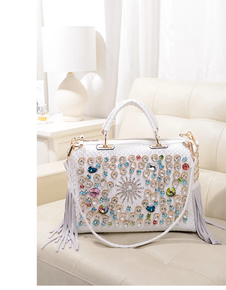 Ranya Rhinestone Leather Bag – Marrakchi Large Luxury Satchel