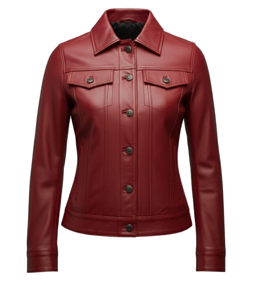 Lambskin Leather Trucker Jacket – Elena